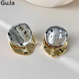 Modern 925 Silver Metal Stud Earrings For Women Girl Gift