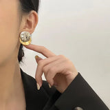 Modern 925 Silver Metal Stud Earrings For Women Girl Gift