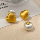 925 Silver Sweet Simulated Pearl Heart Earrings For Women Wedding
