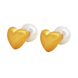 925 Silver Sweet Simulated Pearl Heart Earrings For Women Wedding