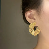 925 Silver Geometric Texture Earrings For Women