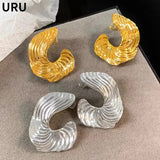 925 Silver Geometric Texture Earrings For Women