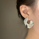 925 Silver Geometric Texture Earrings For Women