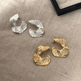 925 Silver Geometric Texture Earrings For Women