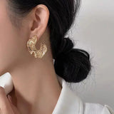 925 Silver Geometric Texture Earrings For Women