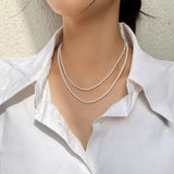 Grey Glass Simulated Pearl Necklace For Women