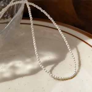 Grey Glass Simulated Pearl Necklace For Women