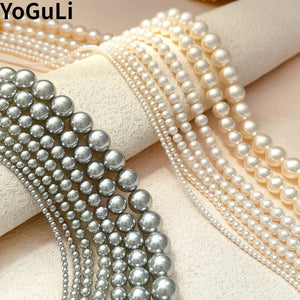 Grey Glass Simulated Pearl Necklace For Women