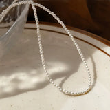 Grey Glass Simulated Pearl Necklace For Women