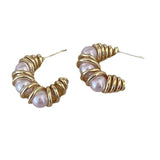 Metal Simulated Pearl Earrings For Women Ear Accessories