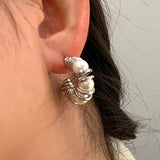 Metal Simulated Pearl Earrings For Women Ear Accessories