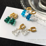 Green Transparent Resin Little Bear Drop Earrings