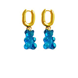 Green Transparent Resin Little Bear Drop Earrings