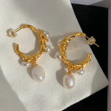 Big Metal Dangle Simulated Pearl Earrings For Women Party