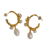 Big Metal Dangle Simulated Pearl Earrings For Women Party