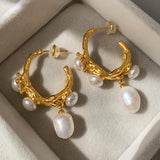 Big Metal Dangle Simulated Pearl Earrings For Women Party