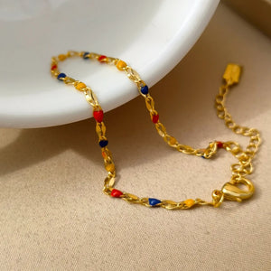 Colorful Beads Necklace Bracelet Set High Brass Chain Women