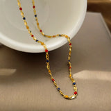 Colorful Beads Necklace Bracelet Set High Brass Chain Women