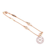 925 Silver Rose & Clear CZ Chain Bracelet for Women