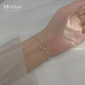 Minimalist Moon Chain Bracelet 925 Silver Wedding Anniversary