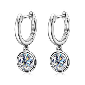 Moissanite Dangle Huggie Drop Earrings 925 Silver Jewelry