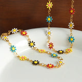 Stainless Steel Flower Necklace Bracelet Set