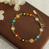 Stainless Steel Flower Necklace Bracelet Set