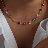 Stainless Steel Flower Necklace Bracelet Set