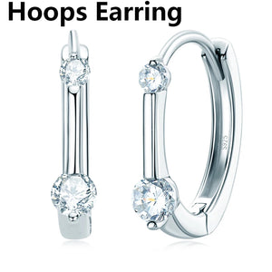 Women's Hoop Earrings 3mm Moissanite 925 Sterling Silver