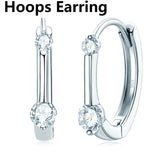 Women's Hoop Earrings 3mm Moissanite 925 Sterling Silver