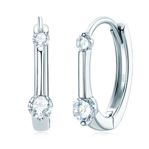 Women's Hoop Earrings 3mm Moissanite 925 Sterling Silver