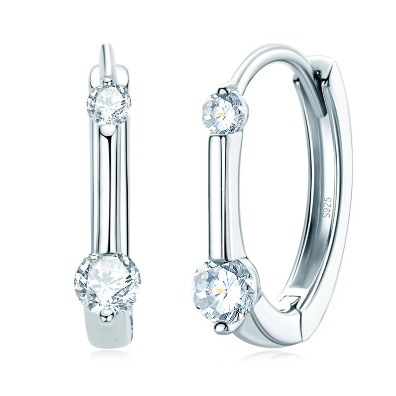 Women's Hoop Earrings 3mm Moissanite 925 Sterling Silver