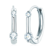 Women's Hoop Earrings 3mm Moissanite 925 Sterling Silver