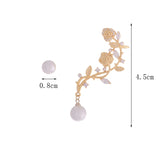 French Light Rose Pearl Zircon Charm Earrings