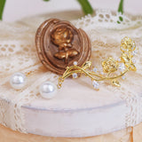 French Light Rose Pearl Zircon Charm Earrings