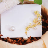French Light Rose Pearl Zircon Charm Earrings