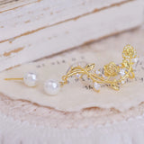 French Light Rose Pearl Zircon Charm Earrings
