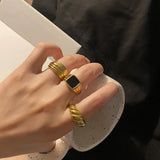 European Style Thick Set Ring with Drop Oil Combination