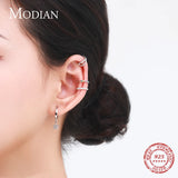 925 Silver Rainbow Zirconia Ear Cuff Clip Earrings Women Jewelry