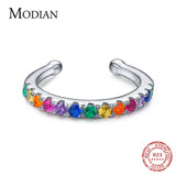 925 Silver Rainbow Zirconia Ear Cuff Clip Earrings Women Jewelry
