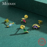 925 Silver Golden Tiny Dinosaur Earrings Studs for Women Kids