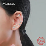 Geometric Shape Stud Earring 925 Sterling Silver Clear CZ Earrings Women