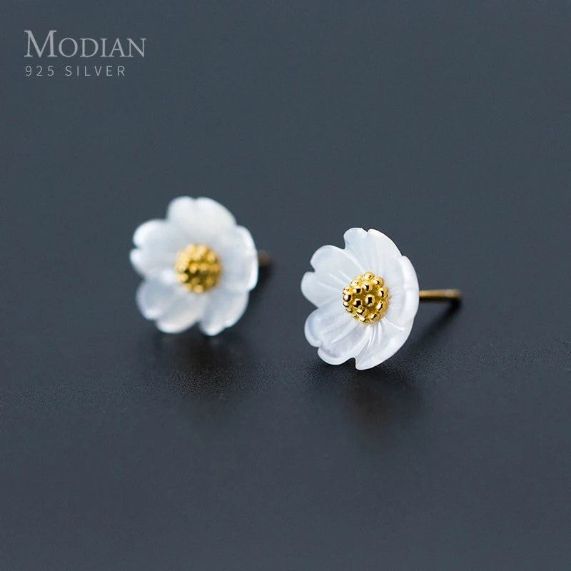 925 Silver Floral Stud Earrings for Women