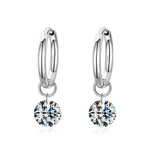 925 Silver Circle CZ Hoop Earrings Wedding Jewelry
