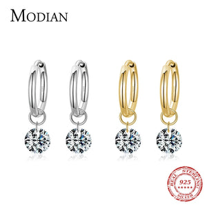 925 Silver Circle CZ Hoop Earrings Wedding Jewelry