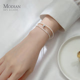 925 Silver Double Layer Pearl Chain Bracelet for Women