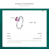 925 Silver Emerald Cut Rainbow Tourmaline Ring Women Jewelry