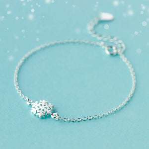 925 Sterling Silver Snowflake Chain Bracelet for Women