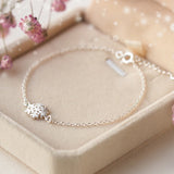 925 Sterling Silver Snowflake Chain Bracelet for Women