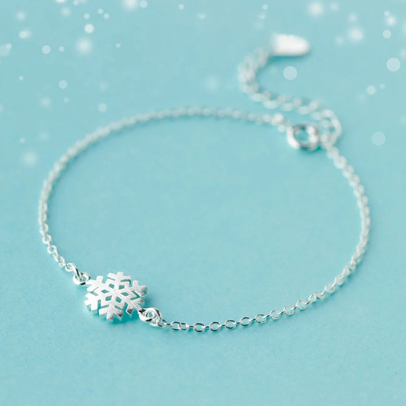 925 Sterling Silver Snowflake Chain Bracelet for Women